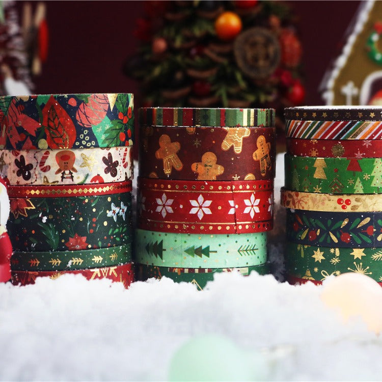 Wholesale Christmas and Paper Tape 21 Rolls Gold Plated DIY Thin Strip Tape